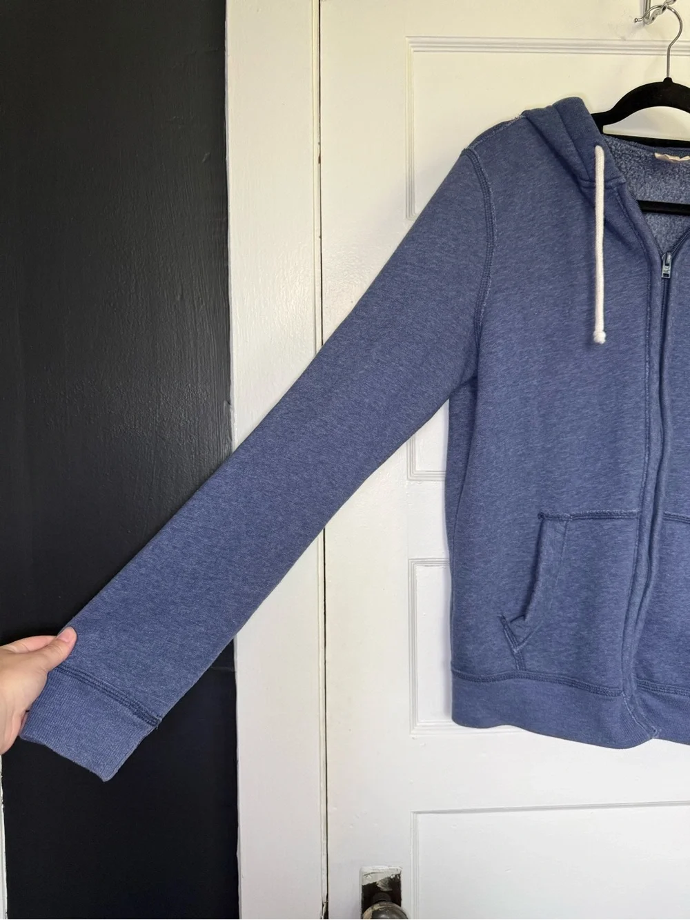 Hollister Co. Y2K Men’s Navy Blue Full-Zip Hoodie w/Drawstrings & Seagull Logo S